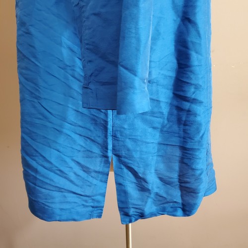 Silks by L.S.C. Duster Jacket L Electric Blue 100% Silk Button Frnt Light Weight - Picture 8 of 10
