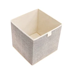 Fabric Storage Cube Bin - Foldable Fabric Bin, Closet Organizer - Beige Large