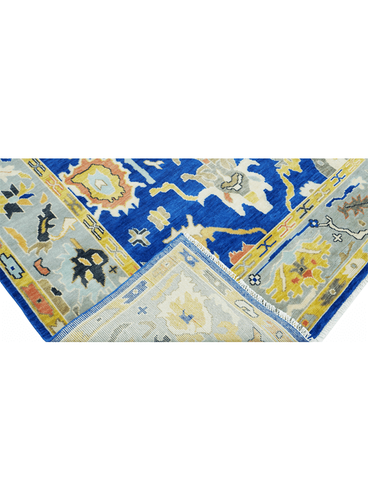 8x10 Handmade Modern Ink Blue Gray Turkish Oushak Area Rug | Hand-Knotted Rug - Picture 3 of 5