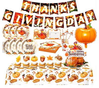 Chandler 182-Piece Thanksgiving Table Set   Plates, Cups, Napkins & More for 16