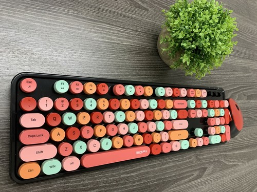 Combo inalámbrico de teclado y mouse Mofii, teclas redondas multicolores, PC/Laptop/Mac - Imagen 7 de 15