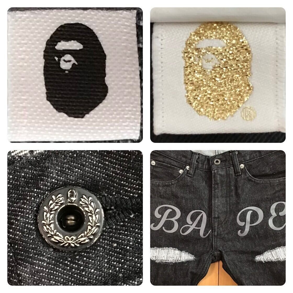 BAPE LOGO DAMAGED Black Denim Pants A Bathing Ape Size S | eBay