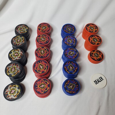 167 Vtg Pro Player PP Composite Poker Chips Biohazard Flames Golf