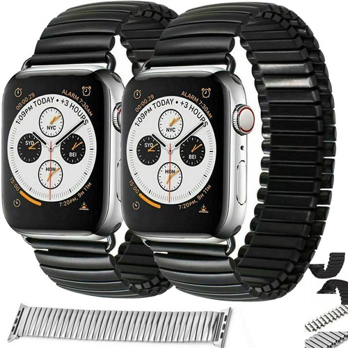 For Apple Watch Series 7654321 SE Stainless Steel Stretchy Band Solo Loop Straps - Picture 3 of 24