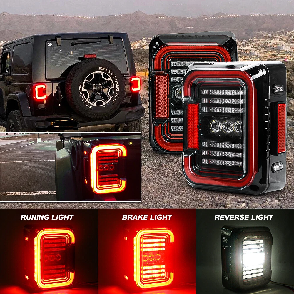 Tail light ジープ0717 JKラングラーLEDテールライトの偵察スモークレンズ264234BK Recon For Jeep