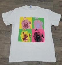 Uni-Sex Delta Pro Weight Medium Pug Crew Neck White Graphic T-Shirt