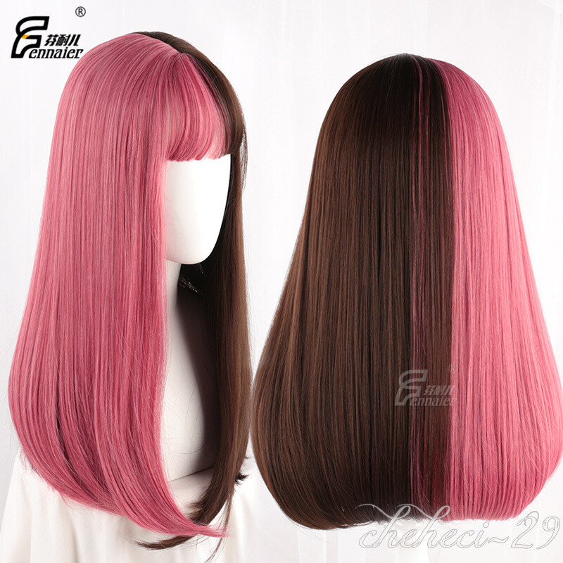 brown and pink wig