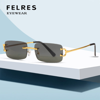 Metal Square Fashion Sunglasses Men Women Classic Rimless Comfortable Glasses