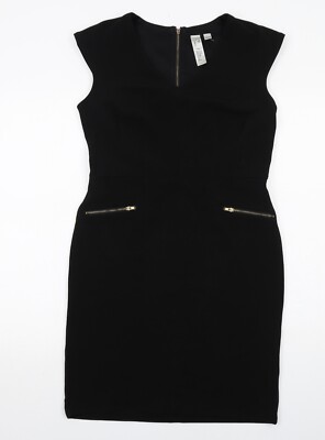 Emma & Michele Damen schwarz Polyestermischung Bleistiftkleid Größe 6 V-Ausschnitt