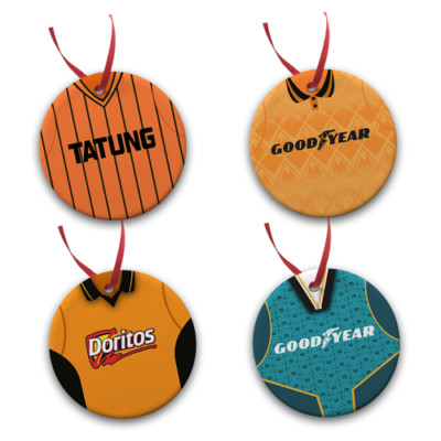 Wölfe Retro Shirt Sets Christbaumschmuck Kugeln Keramik flach 4er Pack