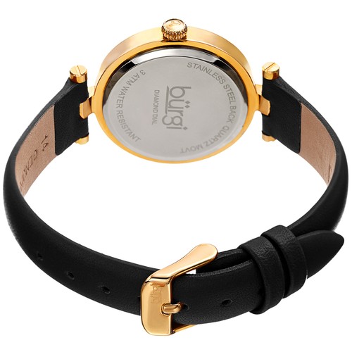 Women's Burgi BUR196 Diamond Markers Argyle Pattern Dial Leather Strap Watch - Picture 5 of 21