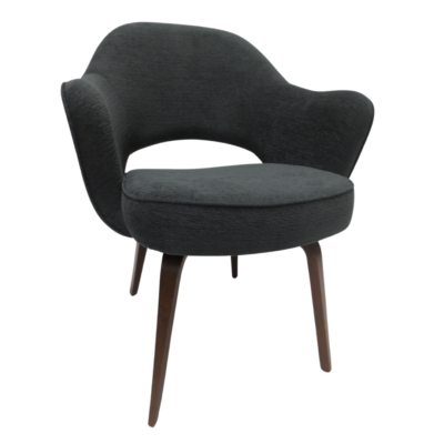 Knoll Saarinen Executive Side Chair in Grey with Wood Legs (New