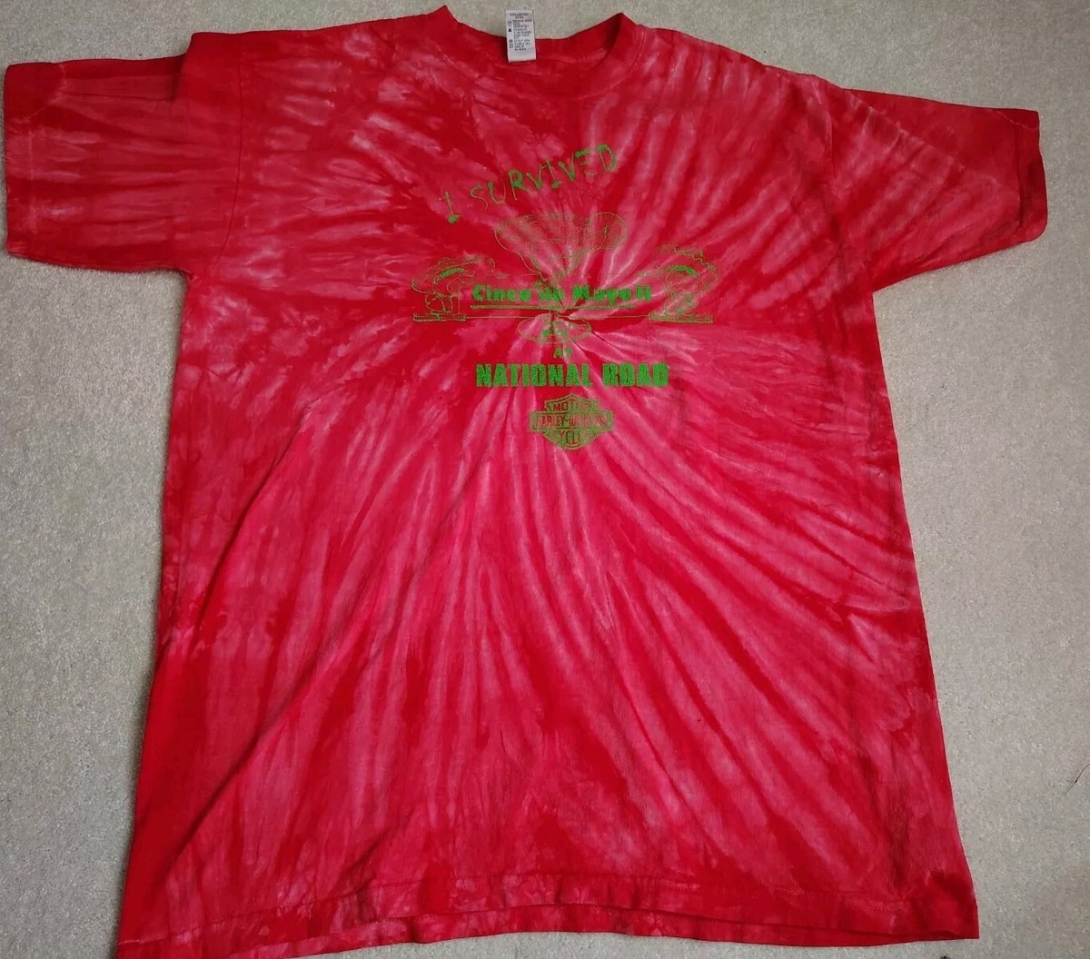 SunDog Harley Davidson Y2K RedTie Dye Shirt Large Cinco De