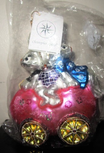 Radko BUNMOBILE Rabbits Easter Bunny Pink Car Christmas Ornament New NWT CUTE