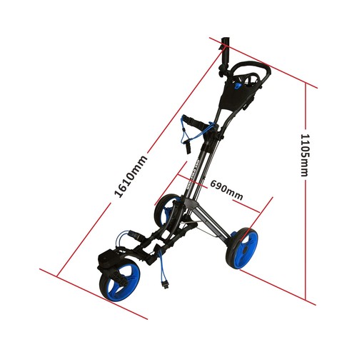 Qwik-Fold 360 Swivel 3 Wheel Push Pull Golf Cart with 360 Rotating Front Whee... - Picture 5 of 6