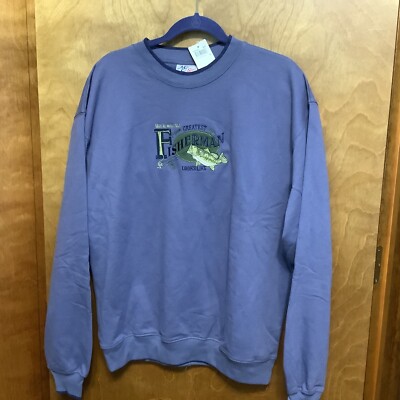 This Is What The Greatest Fisherman Looks Like Sweatshirt L Blue Funny Dad NEW