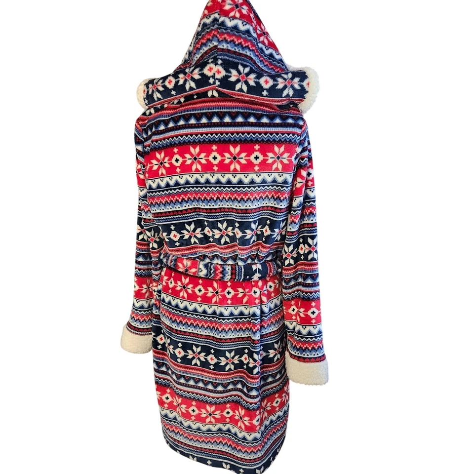 Cálido y acogedor Secret Treasures L/G albornoz polar con capucha con patrones festivos Foto 2 de 4