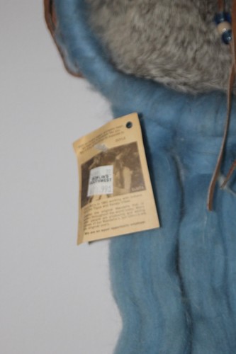 VTG Small Man-del-la Dream Catcher Handmade BLUE Wool & Hide 29”x9.5” Nice! - Picture 4 of 7