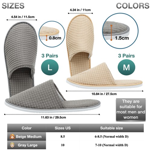 6 Pk Spa Slippers, Non Slip Disposable Slippers For Guest, Bedroom/Hotel Slipper - Picture 4 of 9