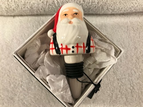 Christmas bottle topper stopper ceramic earthenware Santa Claus MAX4923