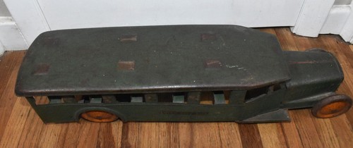 RARE STEEL CRAFT Vintage 1920s Inter City Bus Pressed Steel Craft Toy Vehicle - Picture 7 of 12