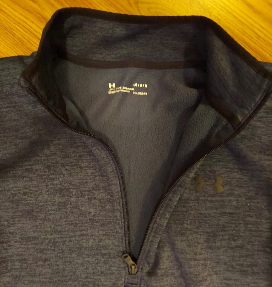 Camisa Under Armour Para Hombres Grande Calce Suelto 1/4 Cremallera Capa Base Equipo Frío Azul Vellón Foto 3 de 3