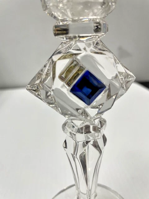 Candelabro cónico de cristal con joyas PartyLite diamantes de imitación de zafiro único Foto 3 de 3