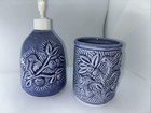 Ceramic Bathroom Soap Dispenser + Cup Blue BIRDS SDCD Fox & Crow San Diego, CA