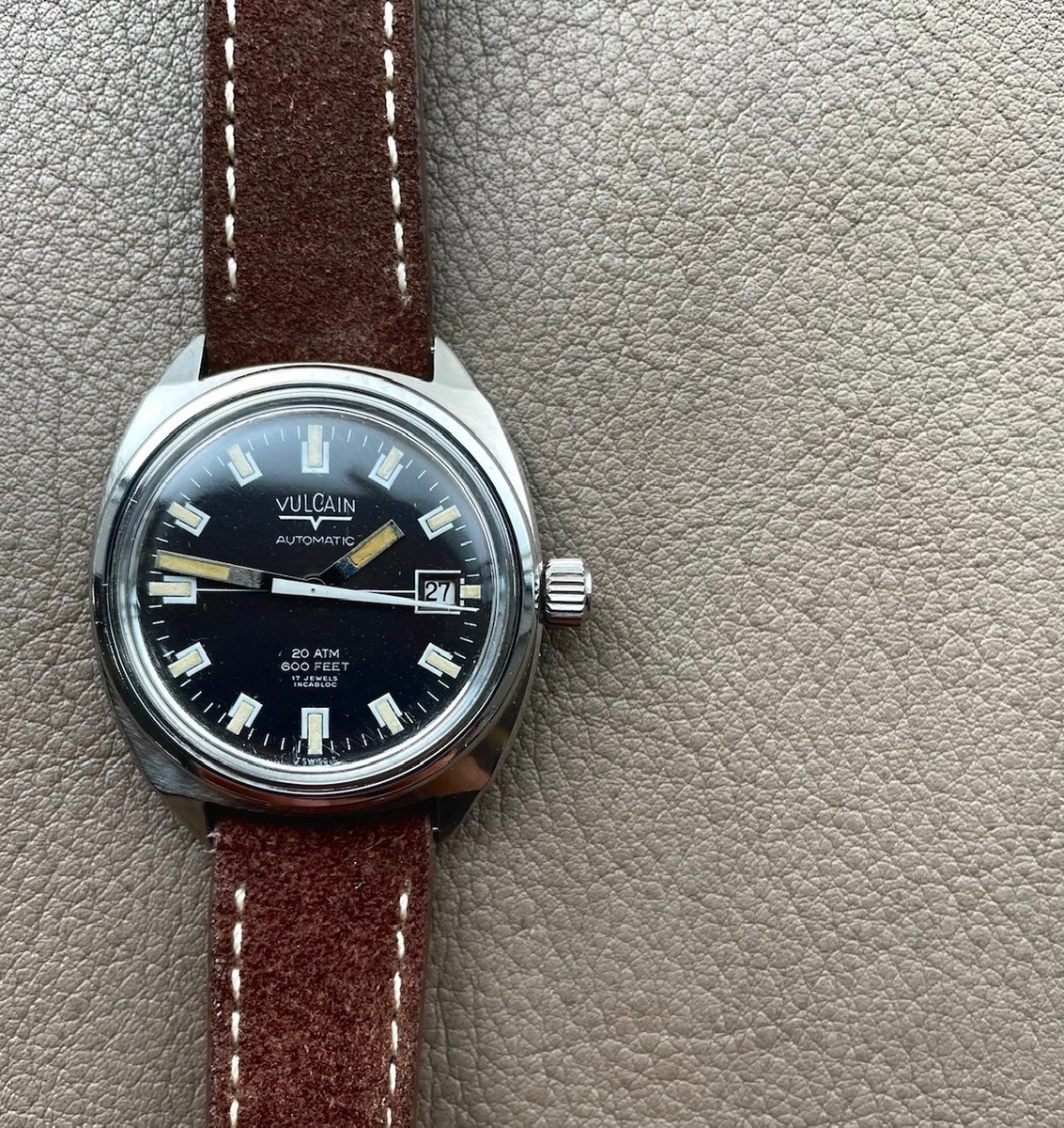 VTG vulcain divers watch 20atm 600 FEET 60s Men s Pre owned