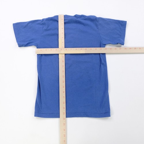 Rare Vintage NIKE Spell Out Swoosh Single Stitched T Shirt 80s Navy Tag Blue L - Picture 5 of 7