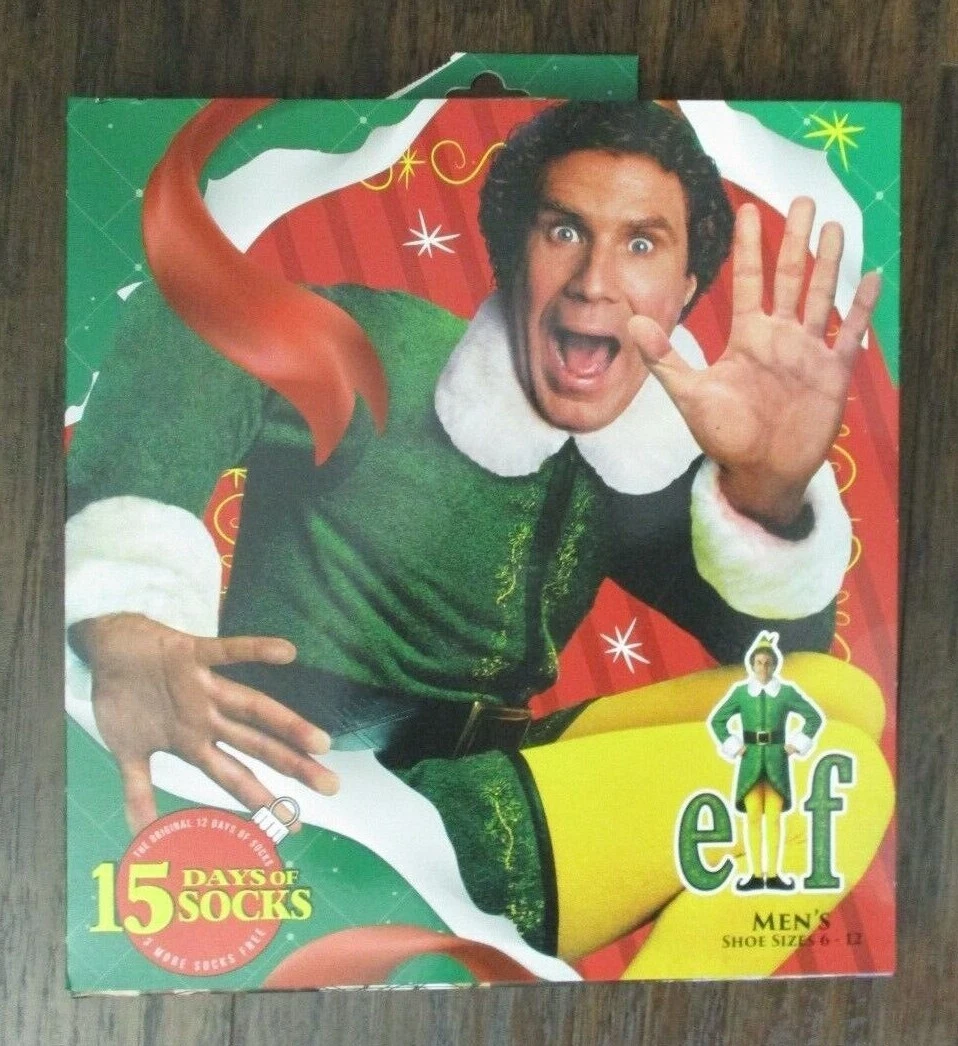 ELF 15 DAYS OF SOCKS CHRISTMAS ADVENT CALENDAR MENS SIZE 6-12 WILL FARRELL  NEW | eBay