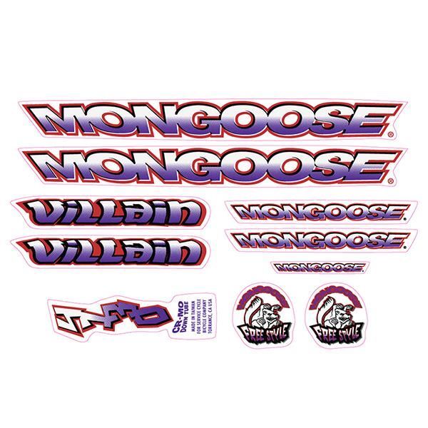 Mongoose - 1997 Villain for chrome frame - Decal set - old school bmx