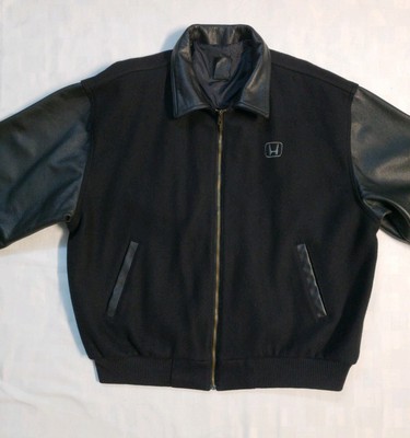 leather wool bomber jacket