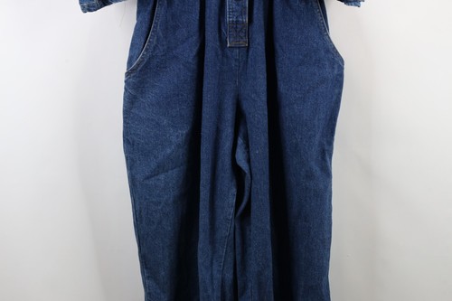 Vintage 70s 80s Streetwear Womens Large Distressed Denim Jean Romper Jumpsuit - Picture 4 of 20