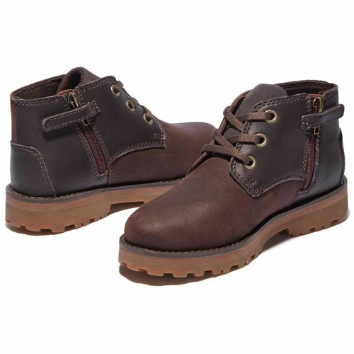 Timberland Courmakid Chukka Boot Brown Leather with Inside Zip UK 2.5 - Picture 3 of 5