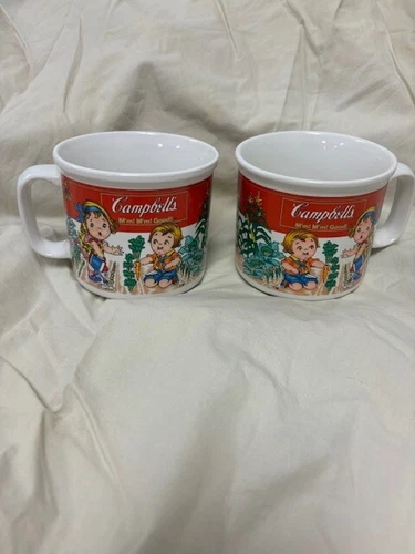 2-Vintage 1993 Campbell's Soup Mug Cup Kids Design M'm! M'm! Good! Westwood 14oz