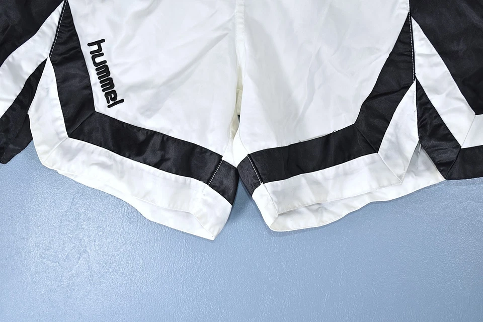 Hummel Retro Soccer shorts size men's large, 100% nylon, white & black - Image 4 of 4