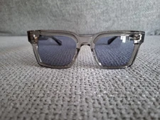 MATSUDA Square Sunglasses Model M1033 Trans Gray Silver With Blue Lenses 50-21