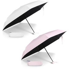 2 Pcs Mini Umbrella for Purse with Case, Travel Small UV Protection Sun and R...