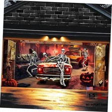 Halloween Garage Door Banner Decorations, 6x13ft Hanging Backdrop Door Car