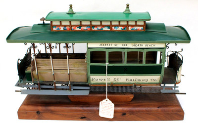 Artist Crafted San Francisco cable Car tin Metal 17.5'' Signed Charlene 1982