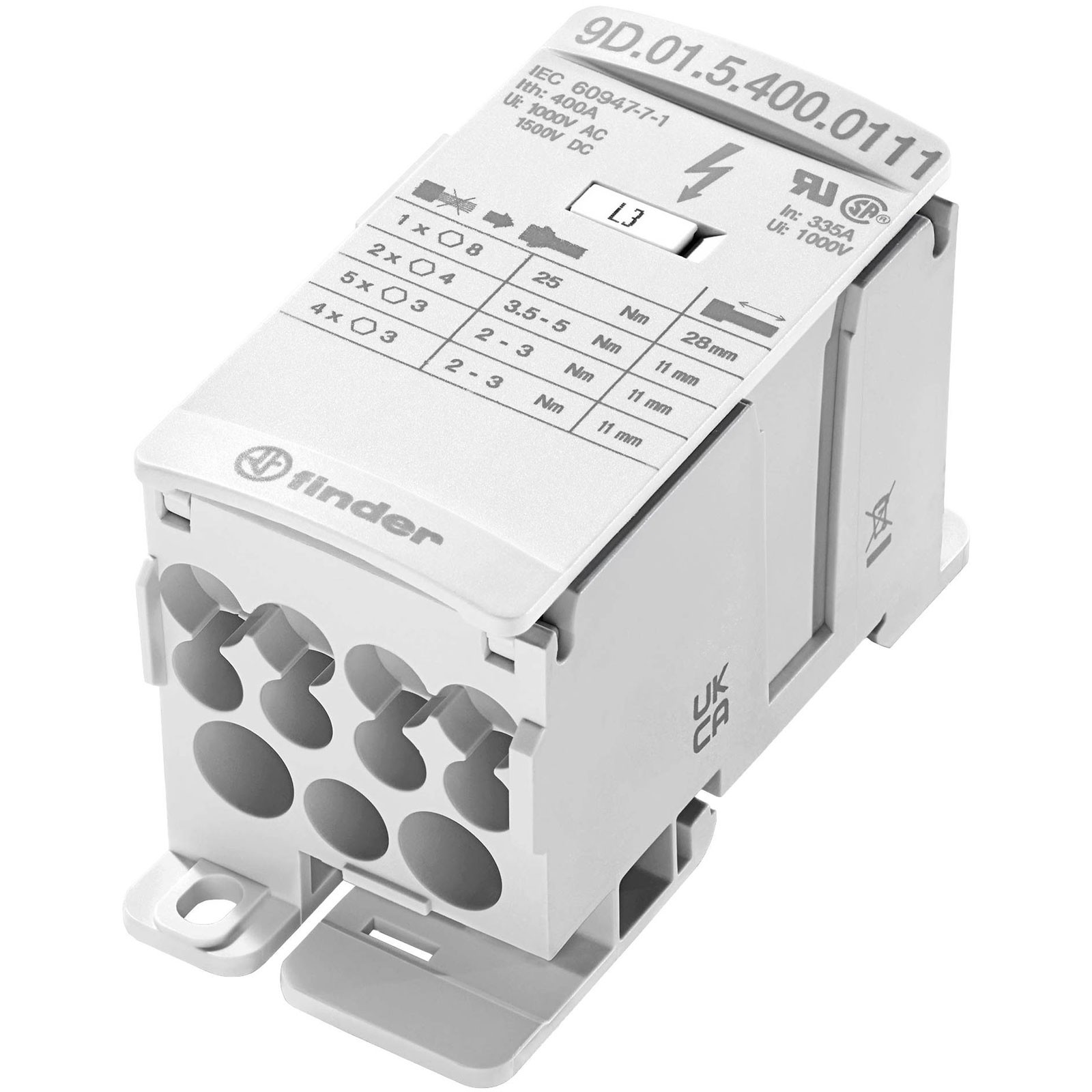 Finder splitter 12-pin 400A 1000V AC 35mm Rail mount