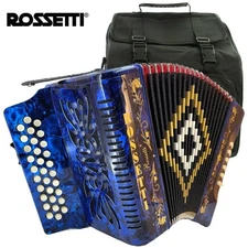Rossetti 3112 GCF Sol 31 Button 12 Bass Diatonic Accordion Blue + Padded Gig Bag