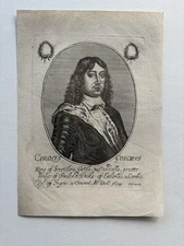 Antique Engraving King Charles X Gustav of Sweden Prince of Finland Duke Estonia