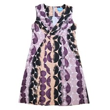 Simply Vera Vera Wang Sz 4 Abstract Print Sleeveless Dress Full Zip Back Office