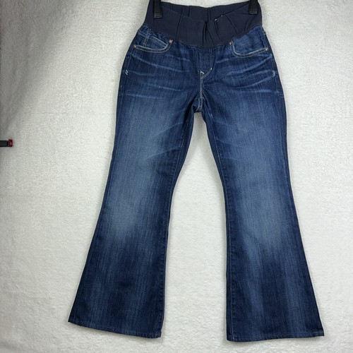GAP 1969 Maternity Jeans Flare Medium Wash Blue Stretchy Waist Denim Bootcut - Picture 1 of 10