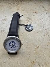 Armband Uhr Delphin WMC Quarz silber schwarz Leder Limited Edition Neu OVP