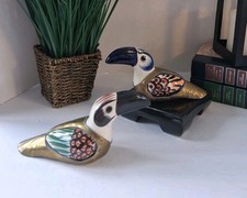 Vintage 1970's Tonala Ceramic Toucan Figures; 2 PC SET! Made In Mexico 🇲🇽 