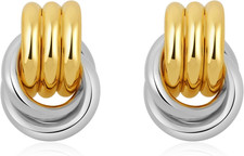 Gold Plated Knot Earrings Chunky Drop Dangle Lightweight Women Jewelry Gift