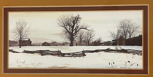 Pequeño estampado de Bob Timberlake “Late Snow at Riverwood” enmarcado mate 15”x11” - Imagen 2 de 9